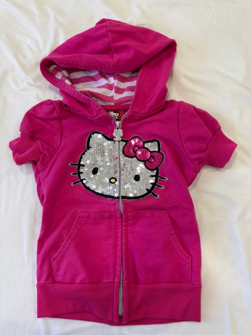 Hello Kitty Hot Pink Sequin Hooded Zip Sweatshirt